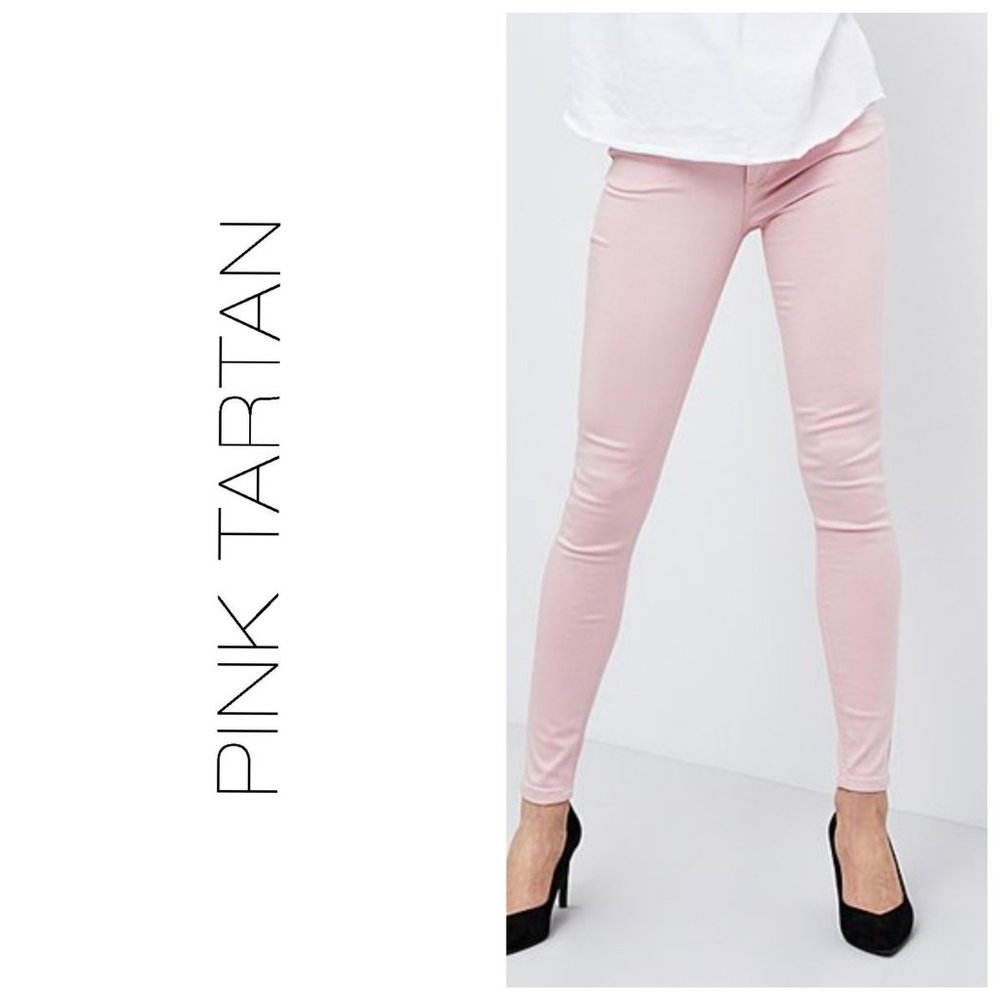 PINK TARTAN Slim Skinny Trousers